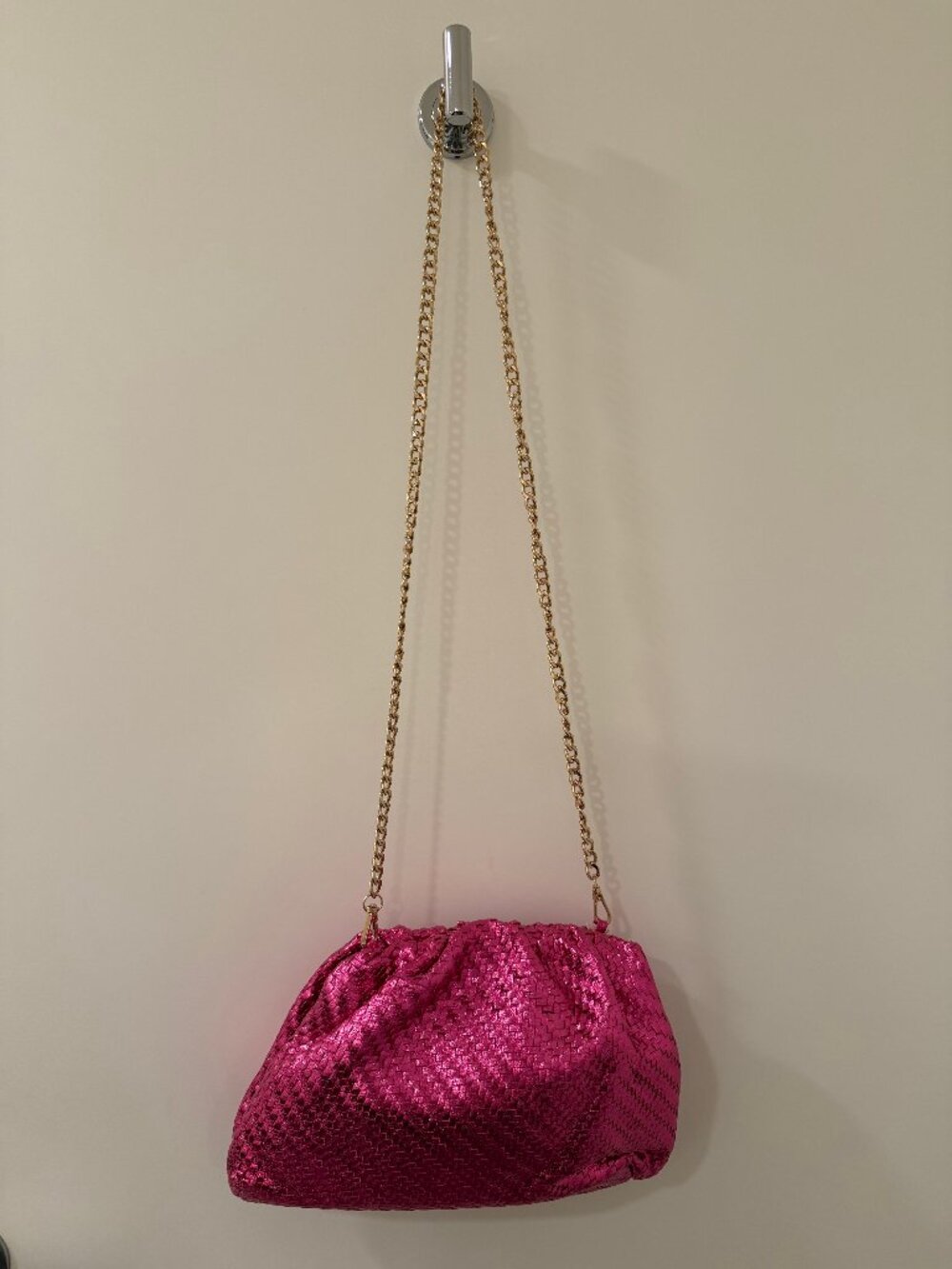 Anthropologie Metallic Pink Woven Clutch / Shoulder Bag – New With Tag